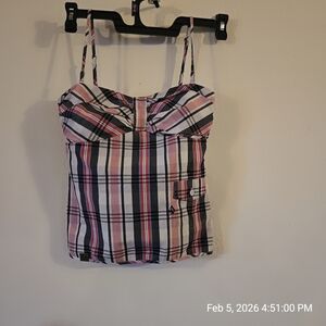 Volcom Pink and Black Plaid Camisole